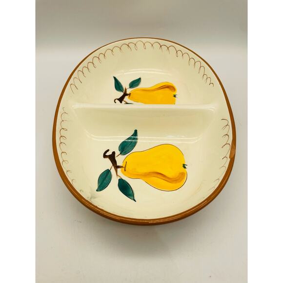 Stangl Pottery Vintage Ceramic Clay Oval Divided Vegetable Dish Fruit Pattern - Picture 3 of 7